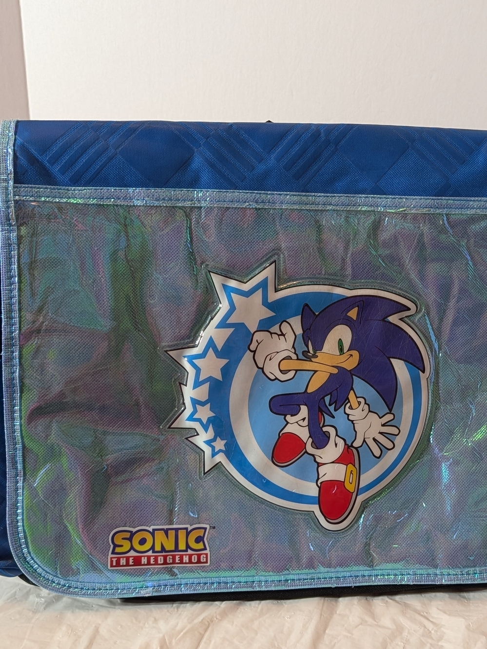 Sonic the Hedgehog Blue Holographic Messenger Bag w/Wide Black Adjustable Strap